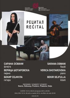 Koncert – Recital, Sarana Osmani, flaut, Vesna Shotarovska, piano dhe Bekir Sejfulla, kitarë